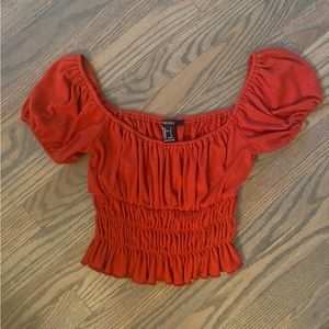 Forever 21 Red Cropped Shirt